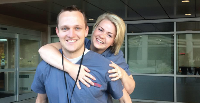 Dr. Jeff Marlor and his wife Brittany, also a hygienist at Kremmling Dental, are all smiles. The couple also have a toddler son.